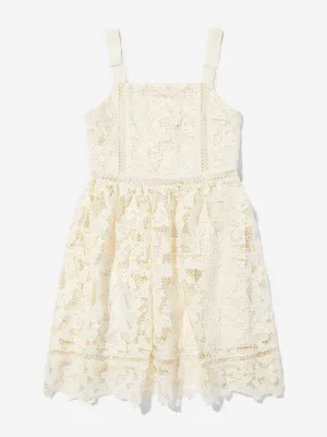 Girls Bow Lace Dress in White