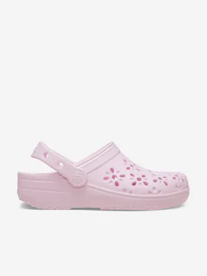 Girls Classic Floral Cut Out Clog in Pink