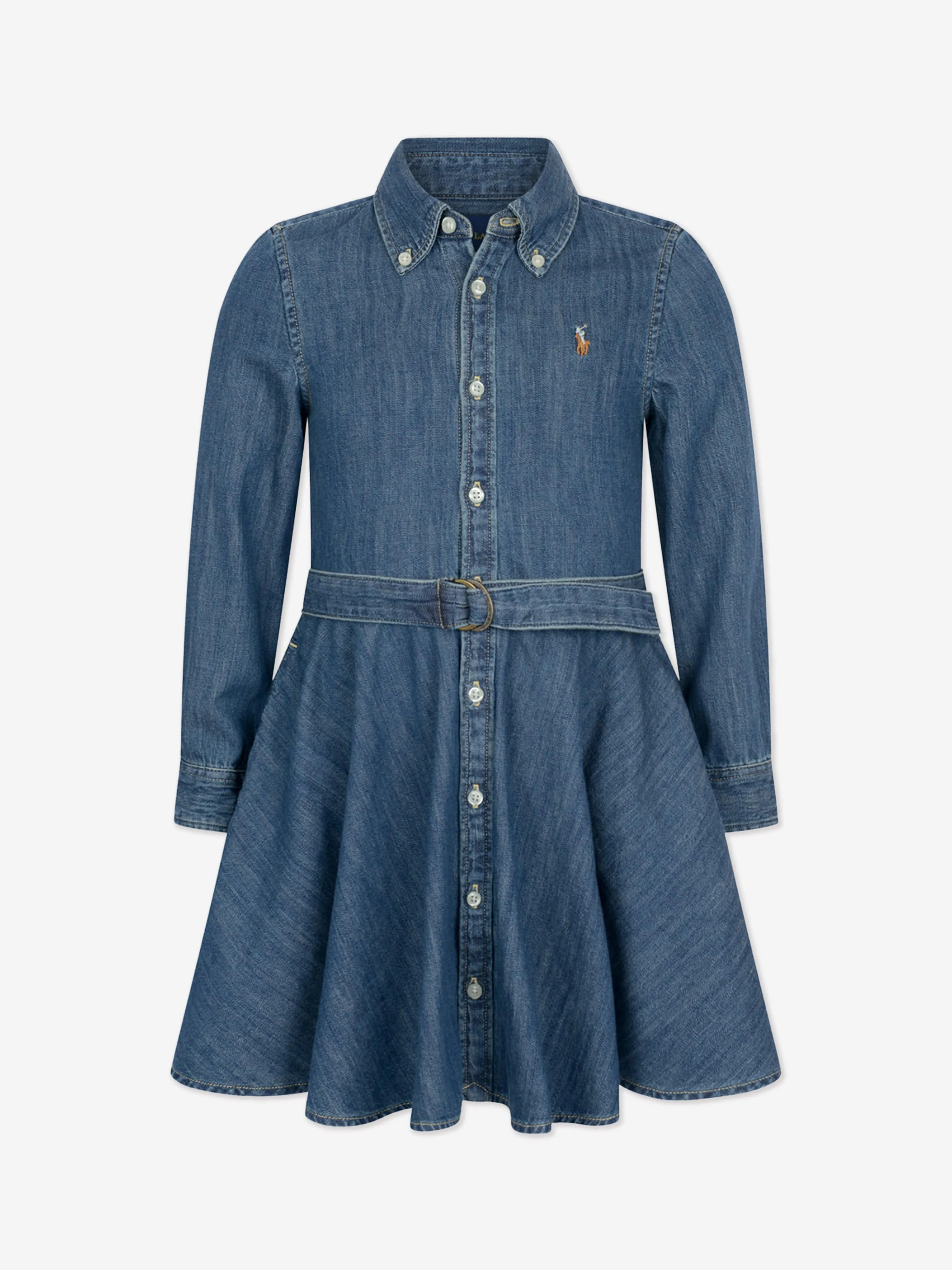 Girls Denim Shirt Dress in Blue
