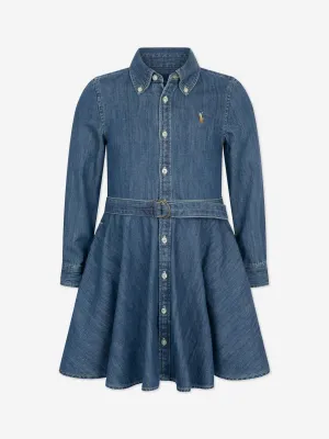 Girls Denim Shirt Dress in Blue