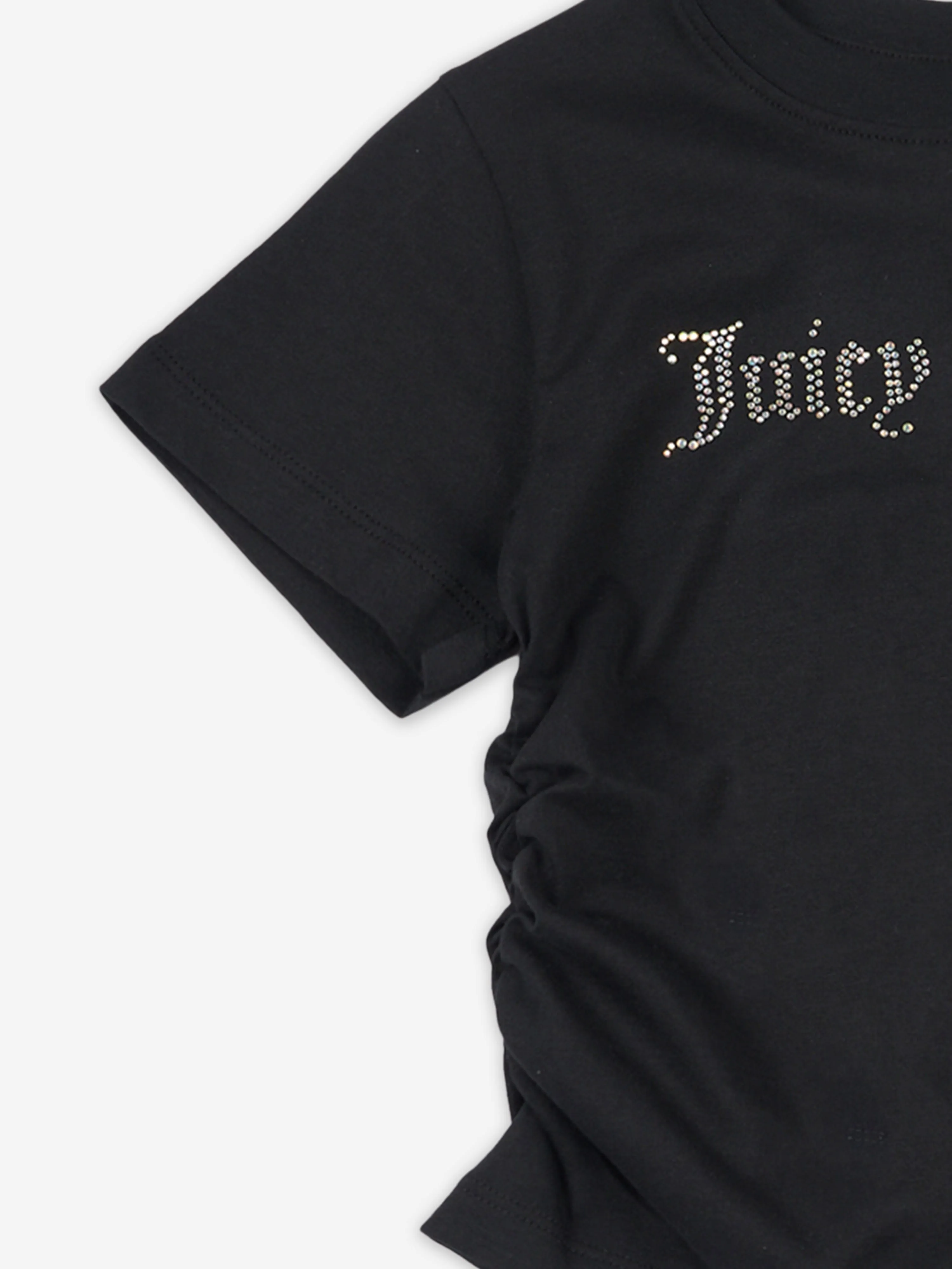 Girls Diamante Logo T-Shirt in Black