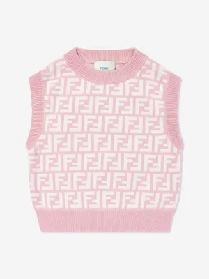 Girls FF Logo Sweater Vest in Pink