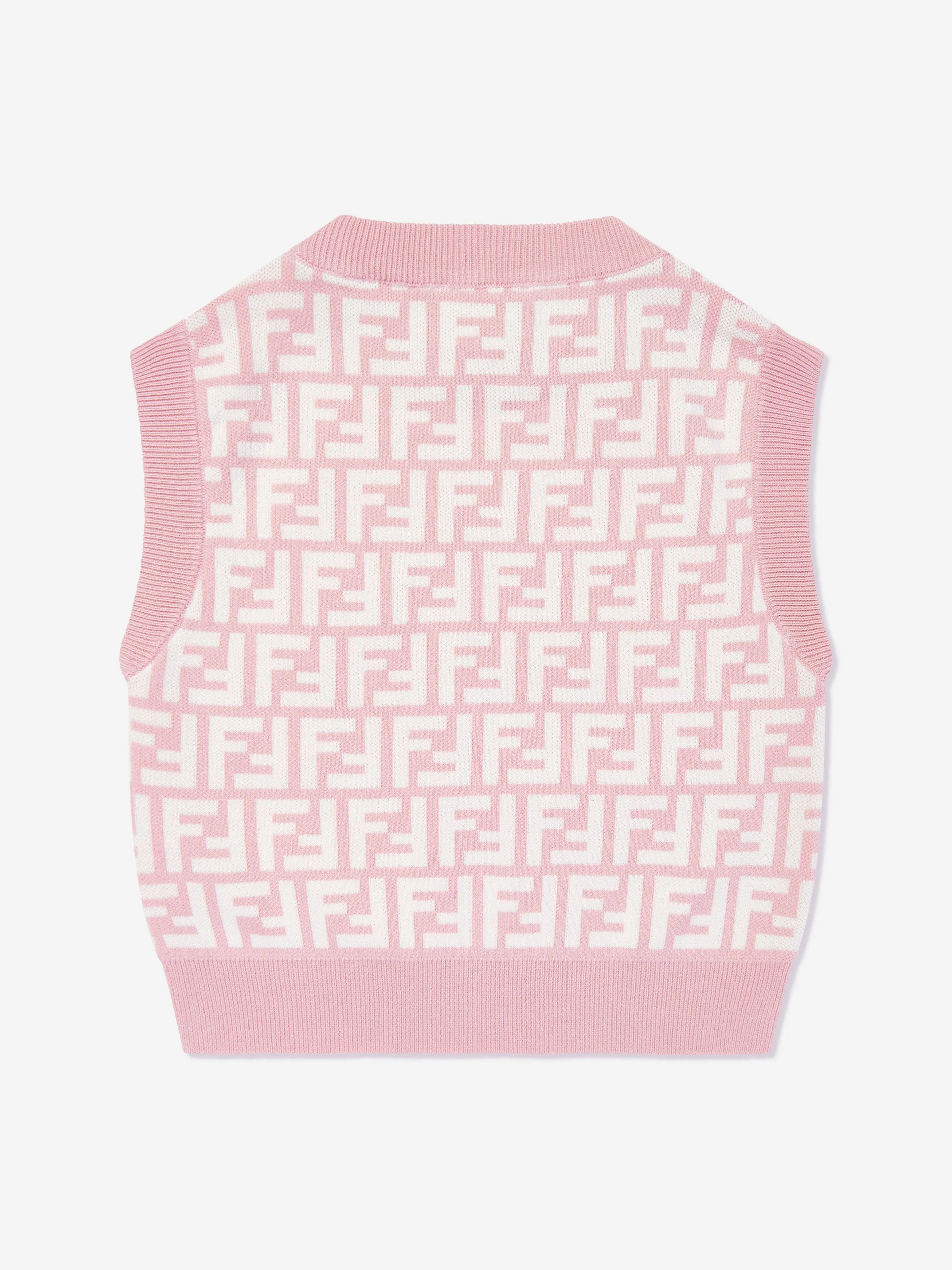 Girls FF Logo Sweater Vest in Pink