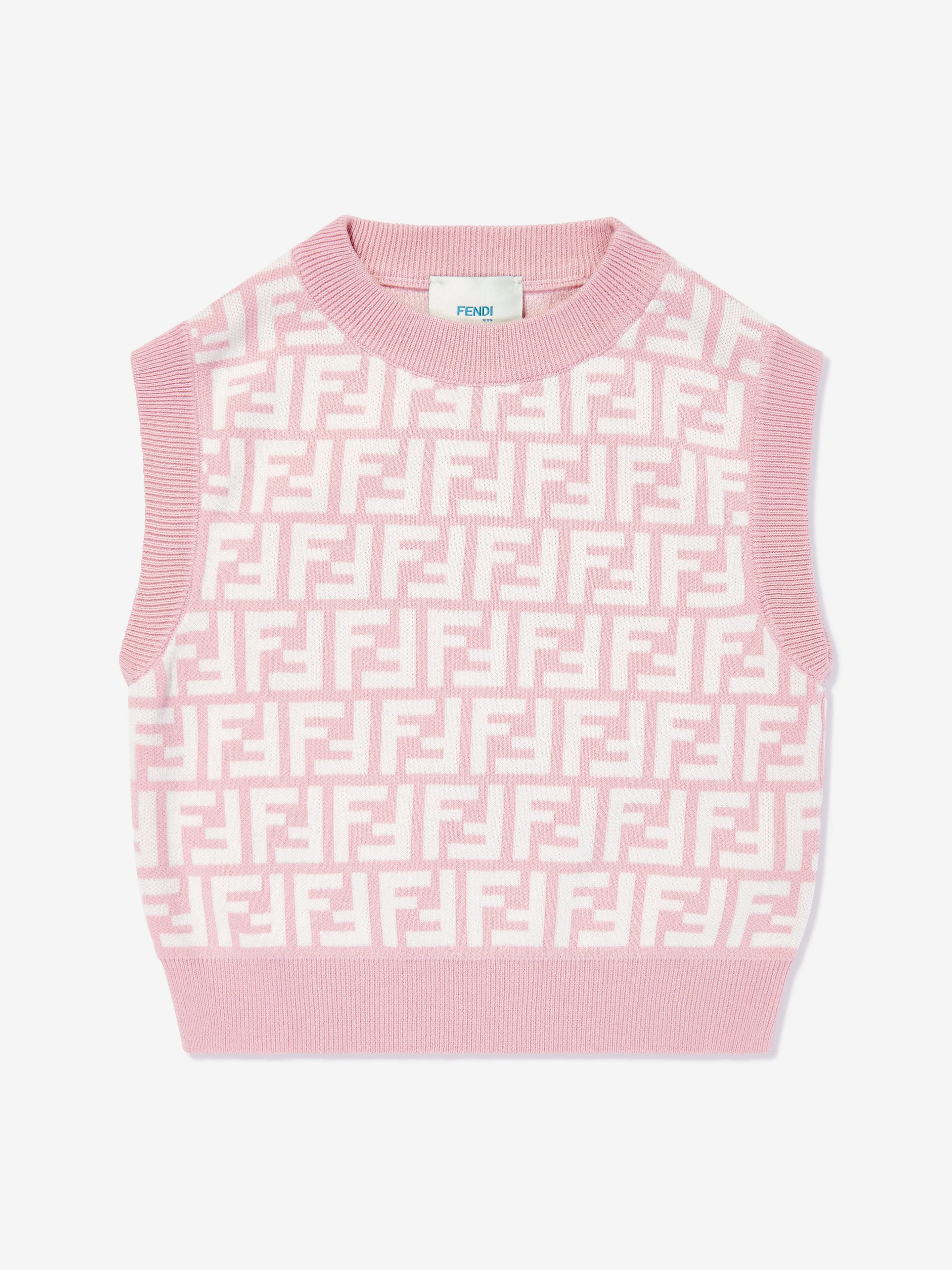 Girls FF Logo Sweater Vest in Pink