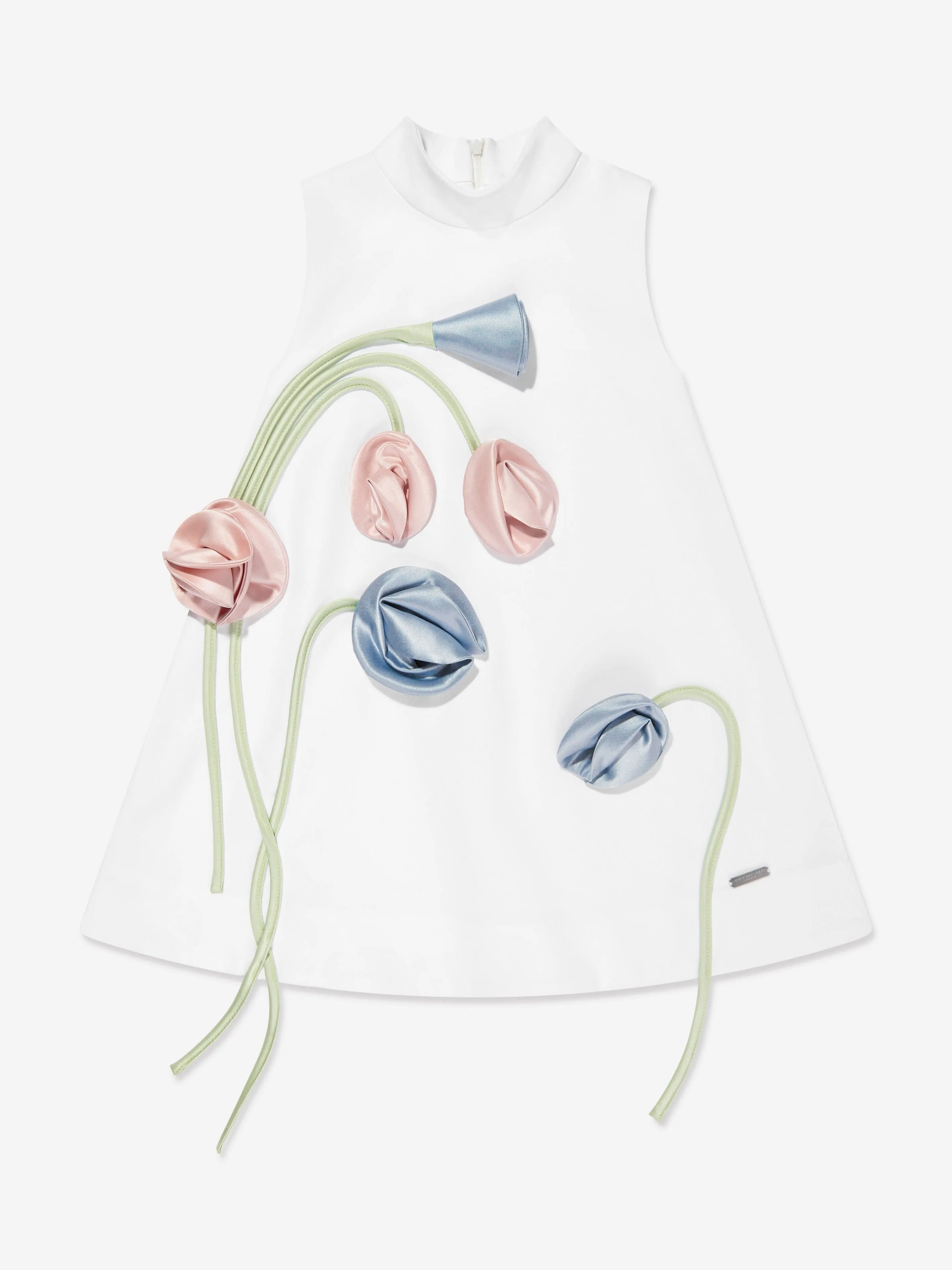 Girls Flora 3D Flower Dress in White