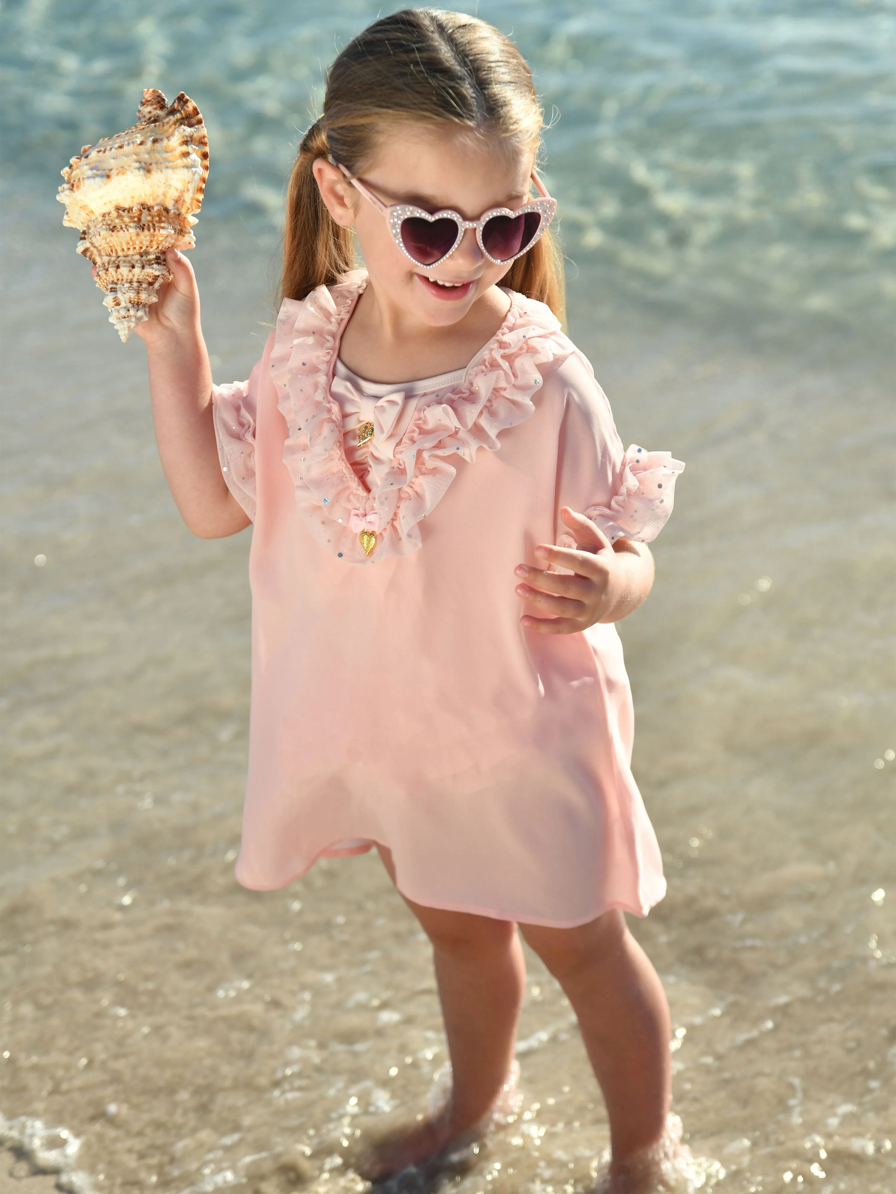 Girls Irena Sparkle Kaftan in Pink