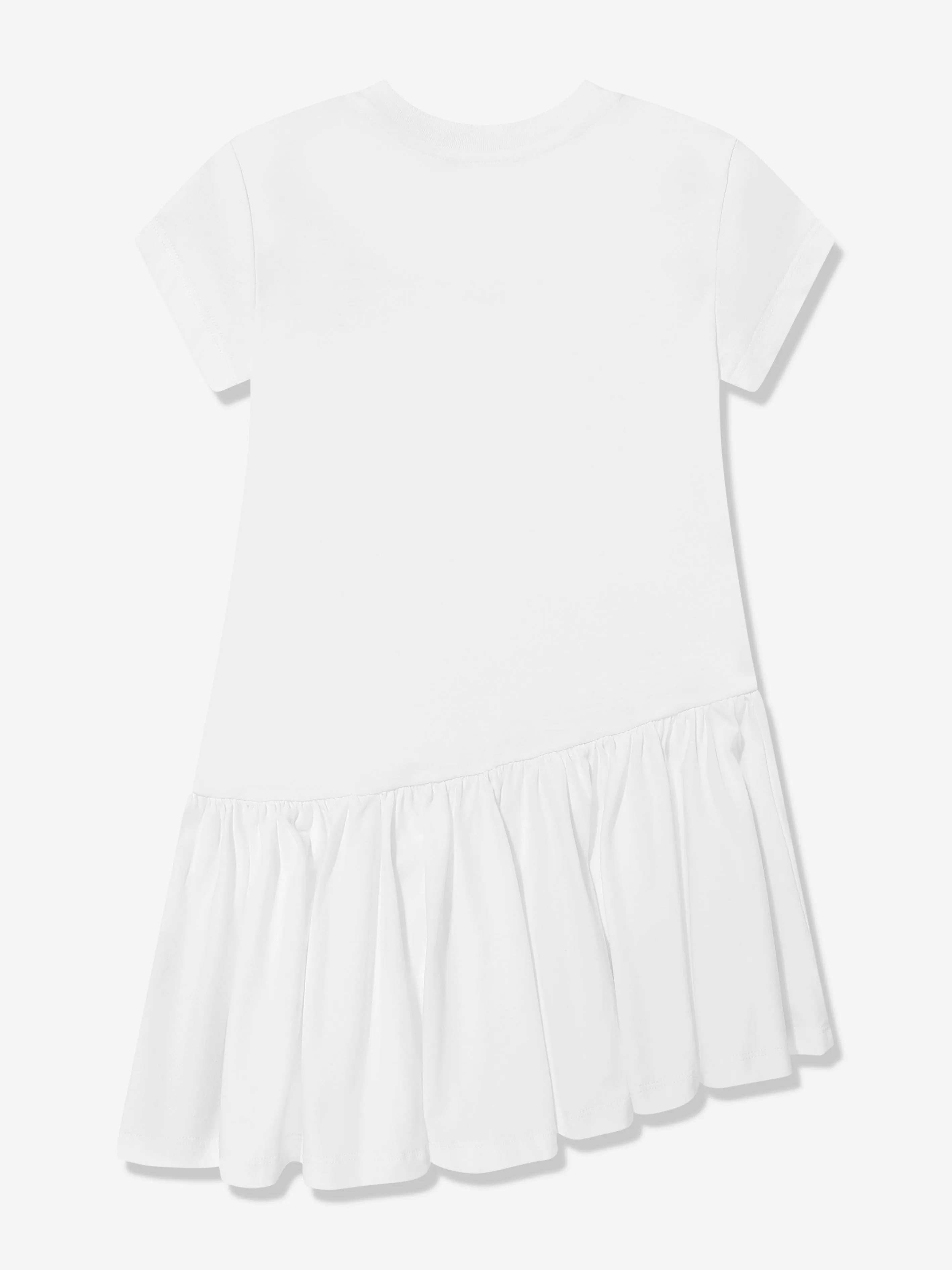 Girls Jersey Ruffle Dress in White