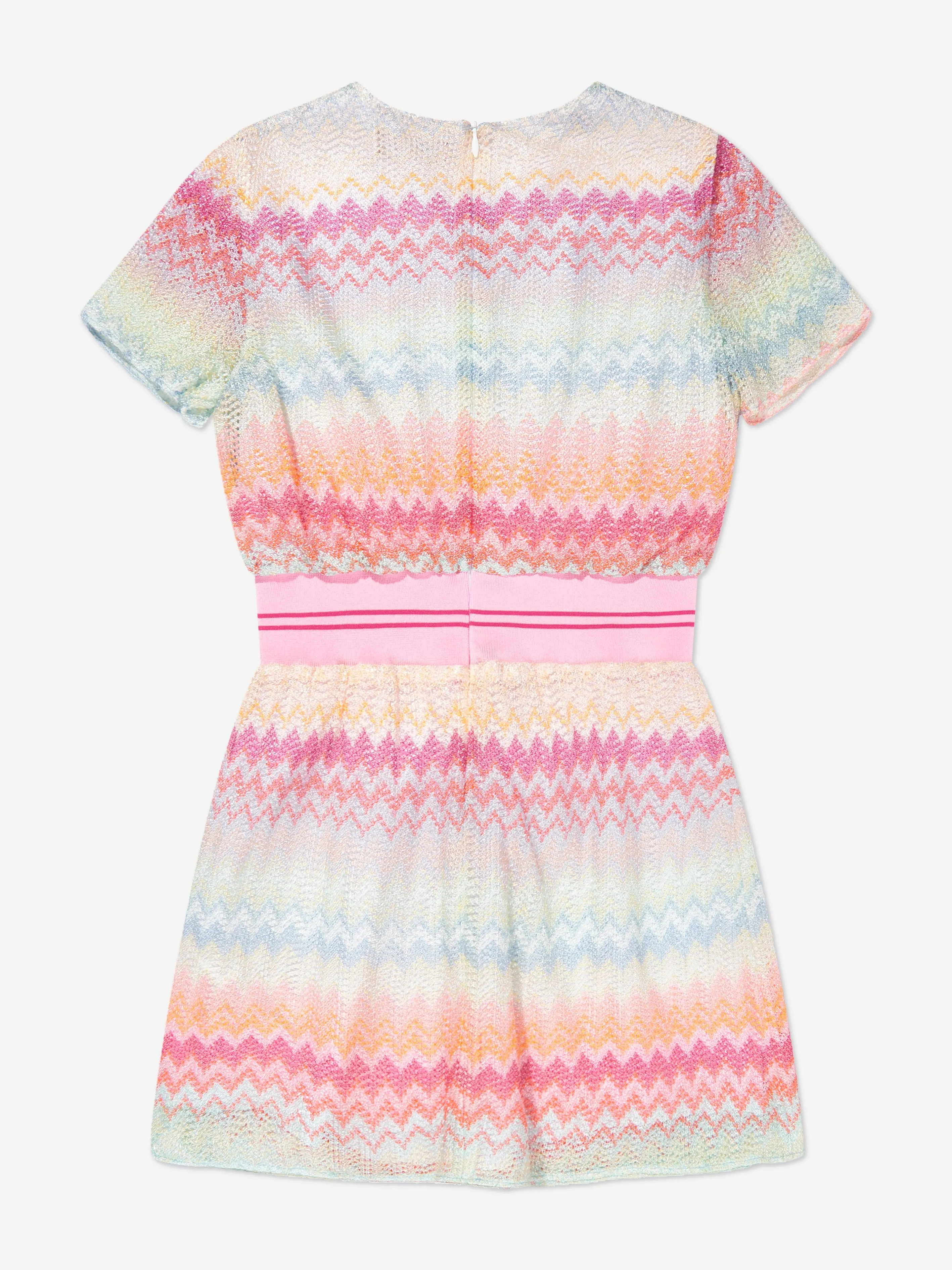 Girls Knitted Zigzag Dress in Multicolour