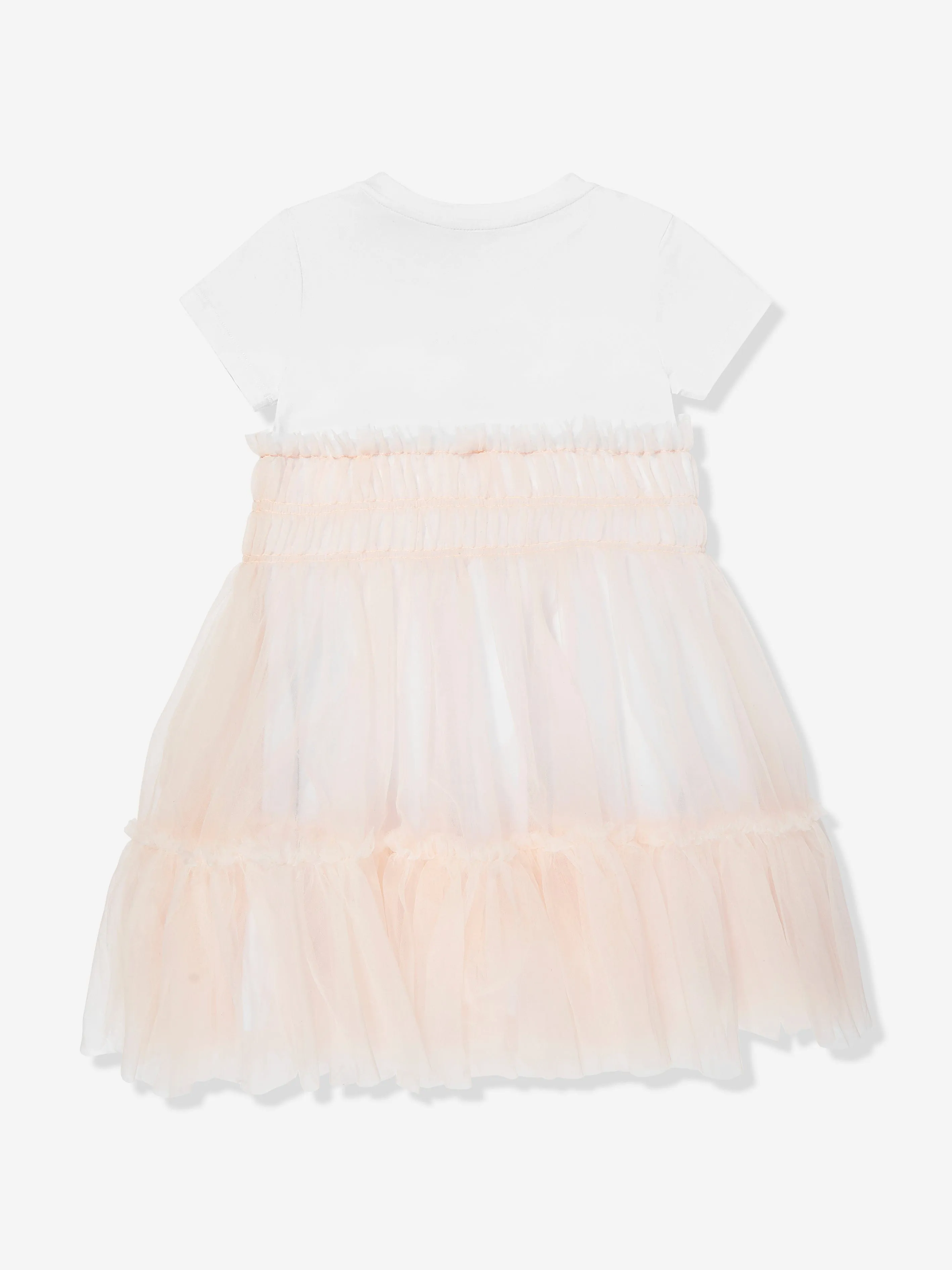 Girls Mixed Fabric Dress in Pink