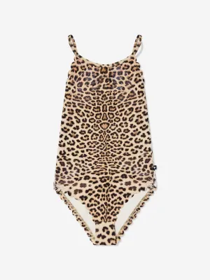 Girls Noelle Leopard Swimsuit in Brown (UPF50 )