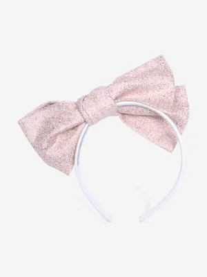 Girls Origami Jacquard Bow Headband in Pink