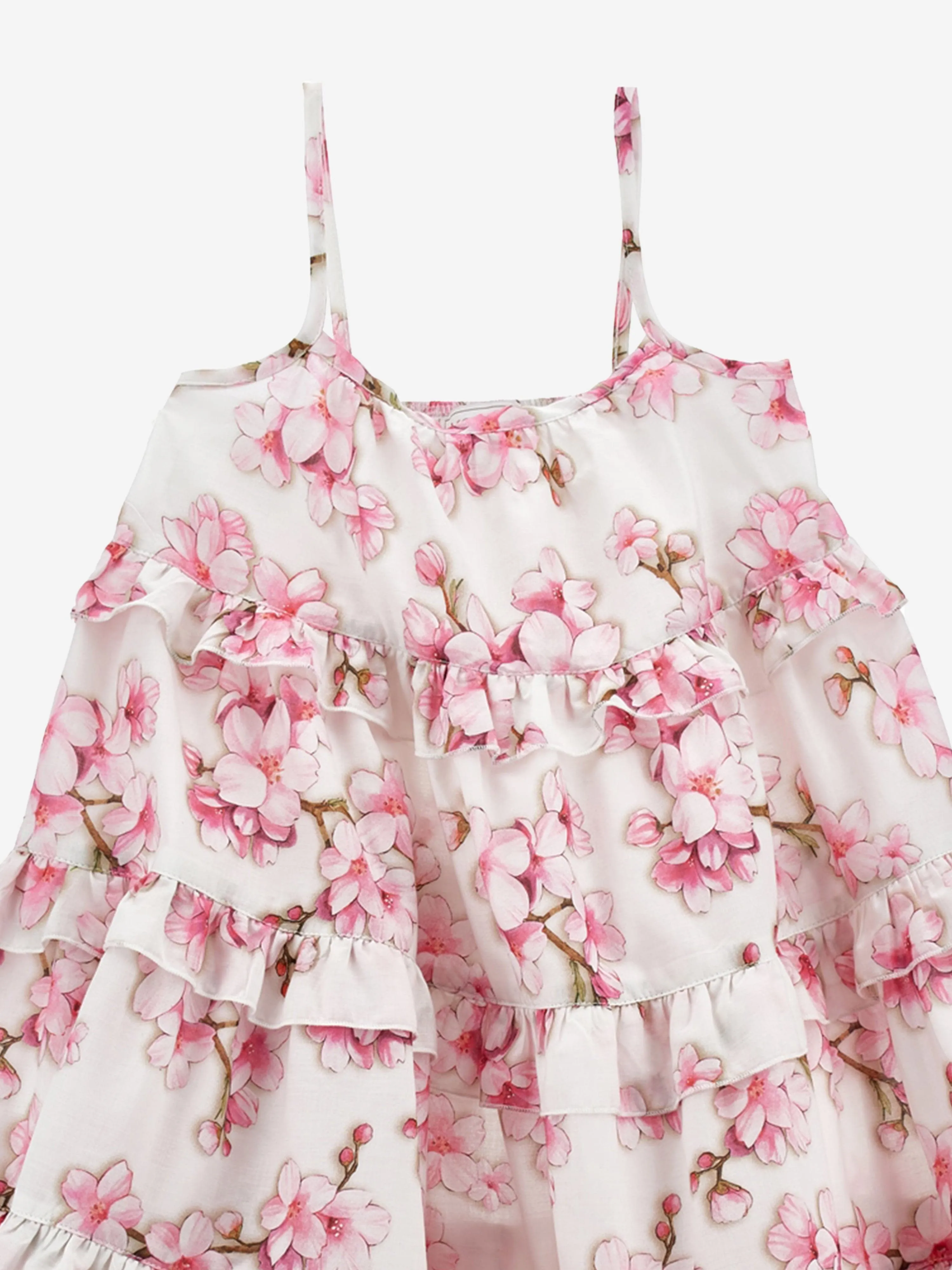 Girls Peach Blossom Sun Dress in White