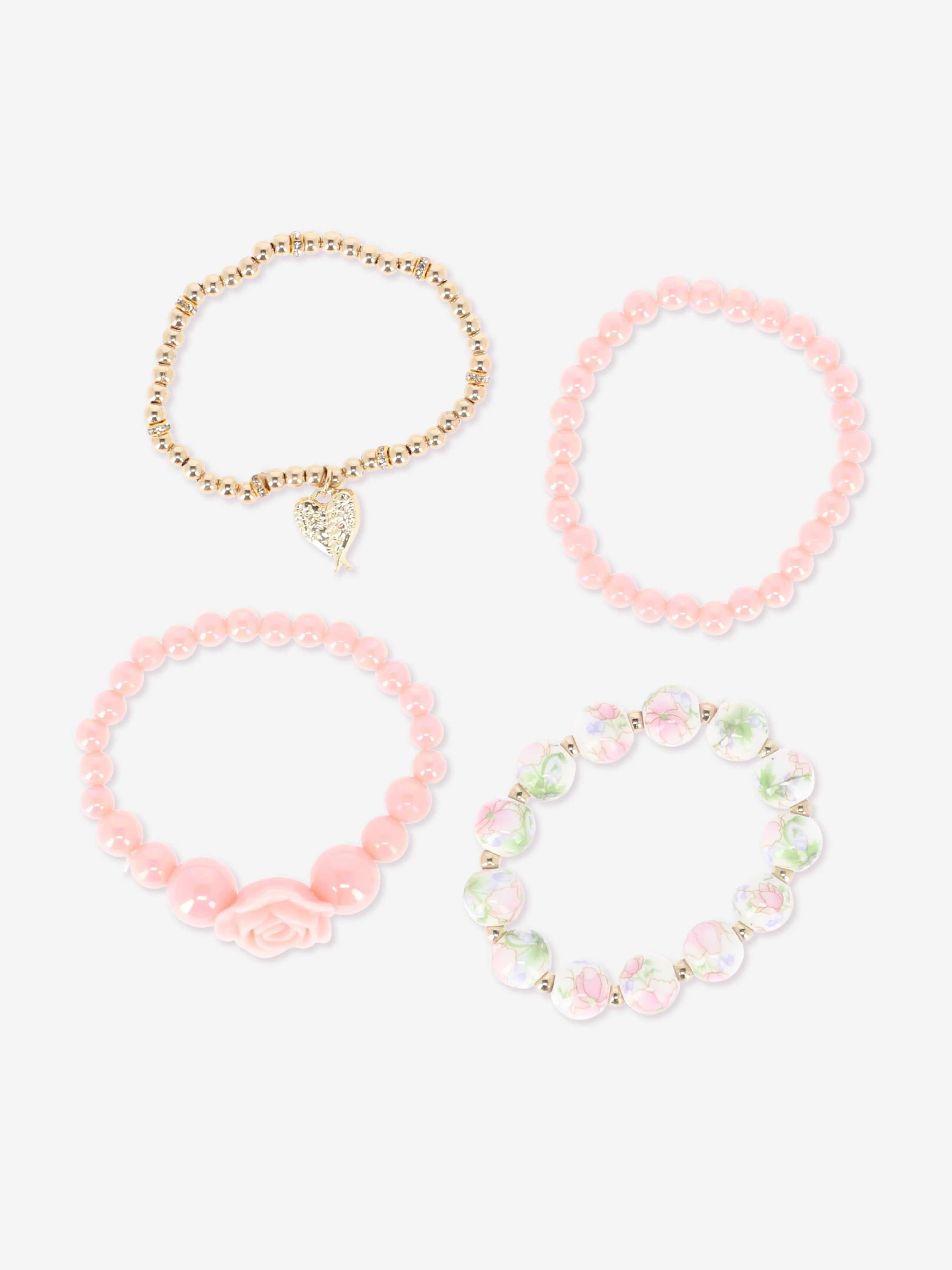 Girls Rose Bracelet Set in Pink
