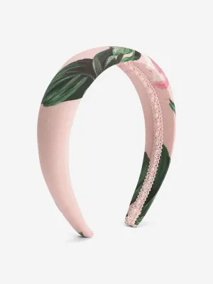Girls Rose Print Headband in Pink