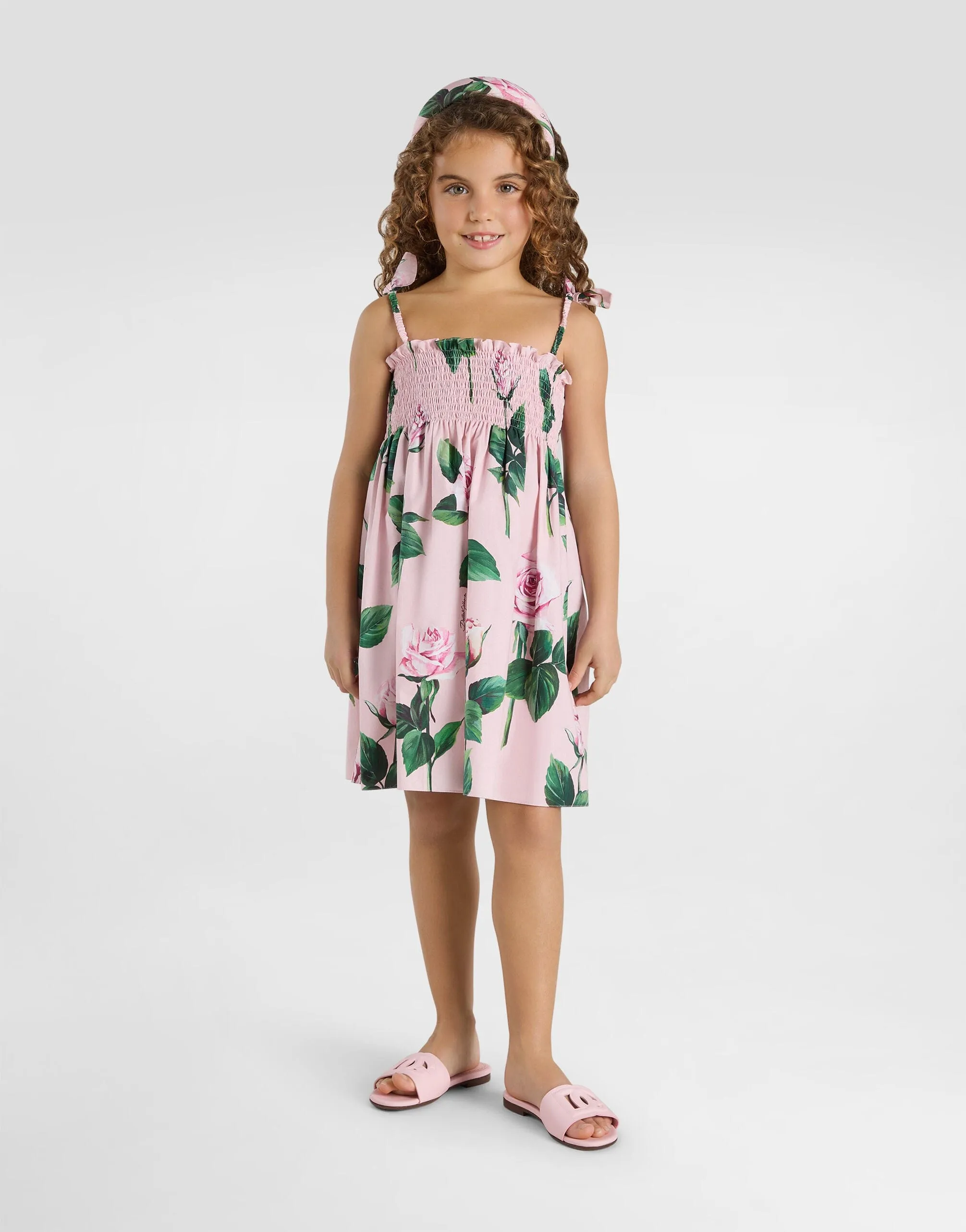 Girls Rose Print Headband in Pink