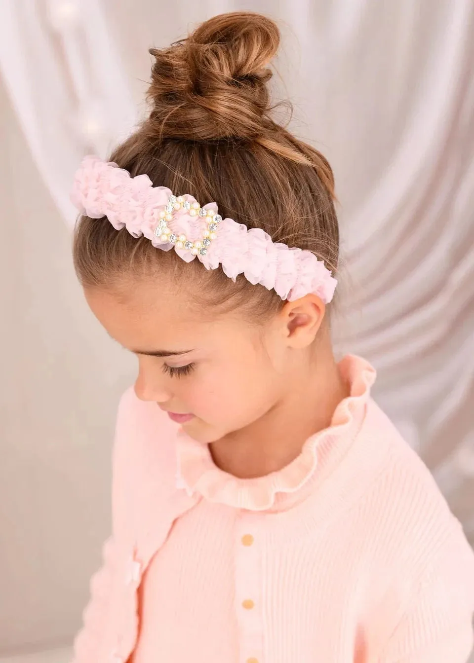 Girls Ruffle Alice Band in Pink