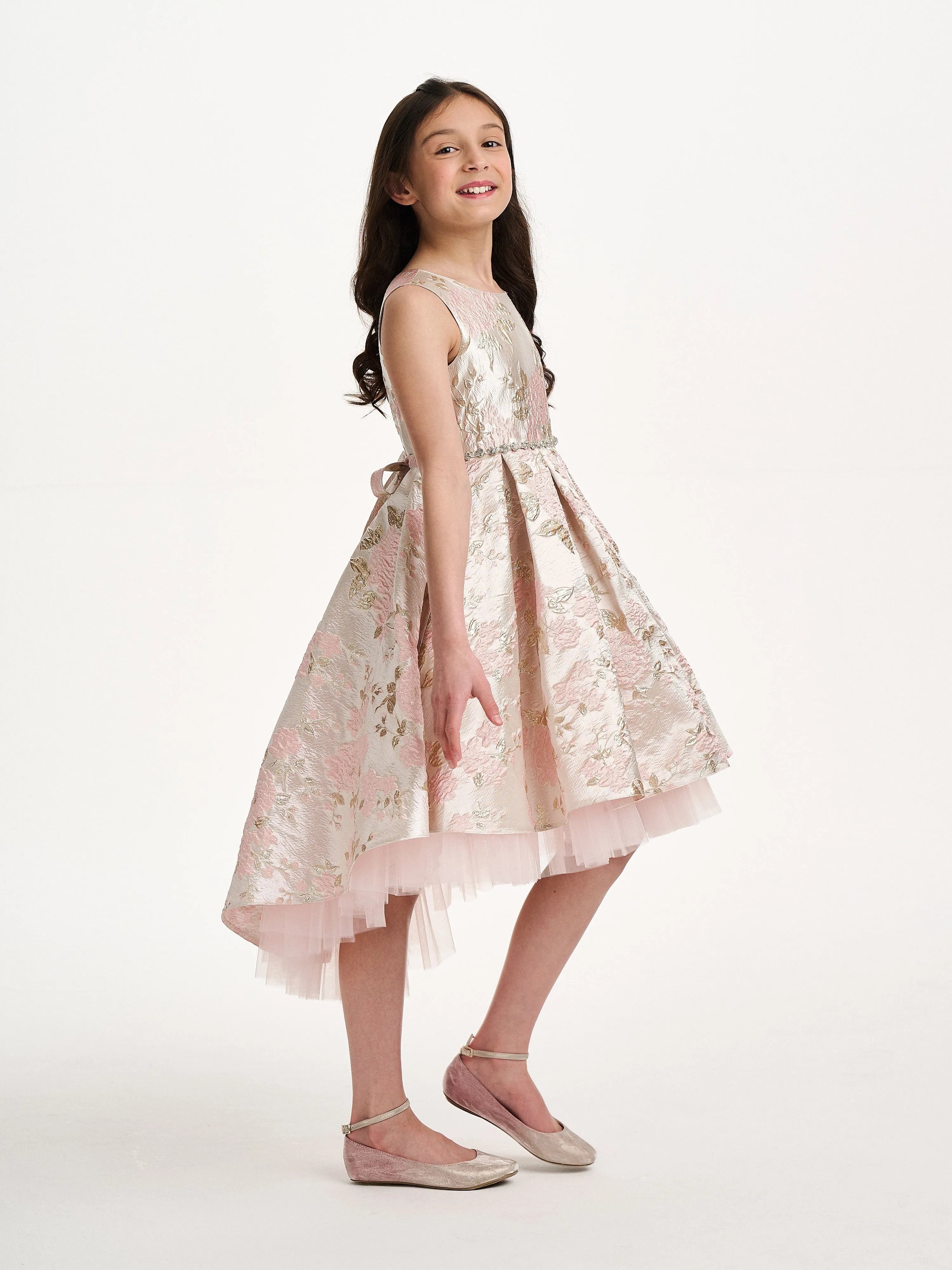 Girls Shimmering Rose Dress in Pink