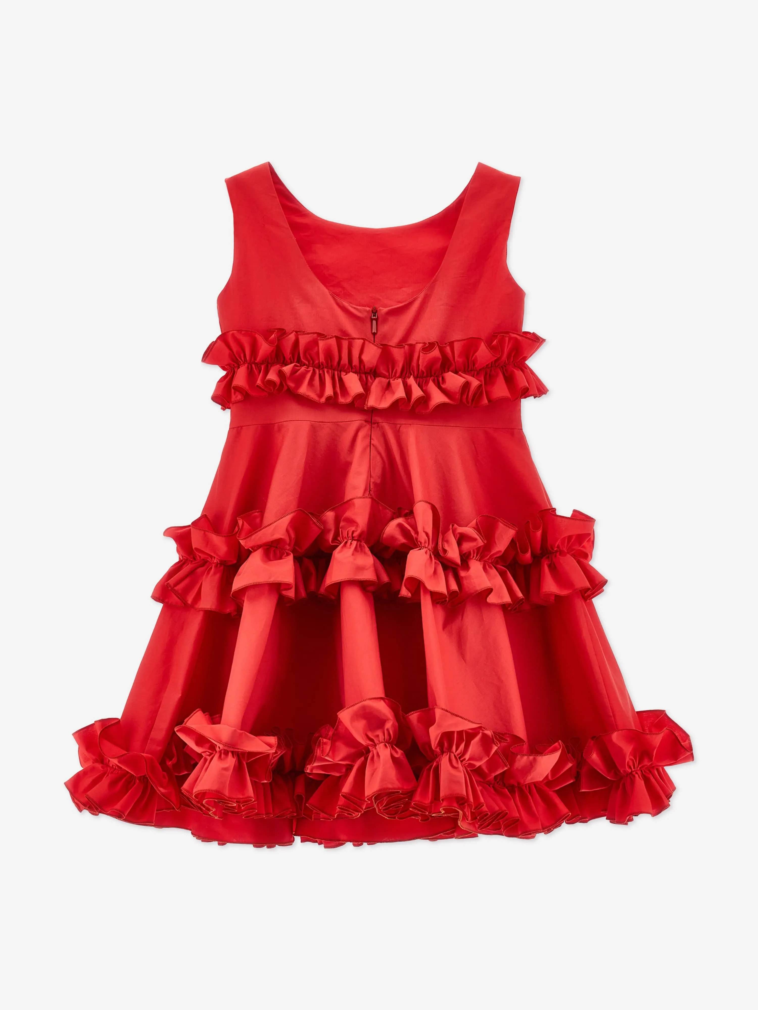 Girls Sleeveless Ruched Dress in Red