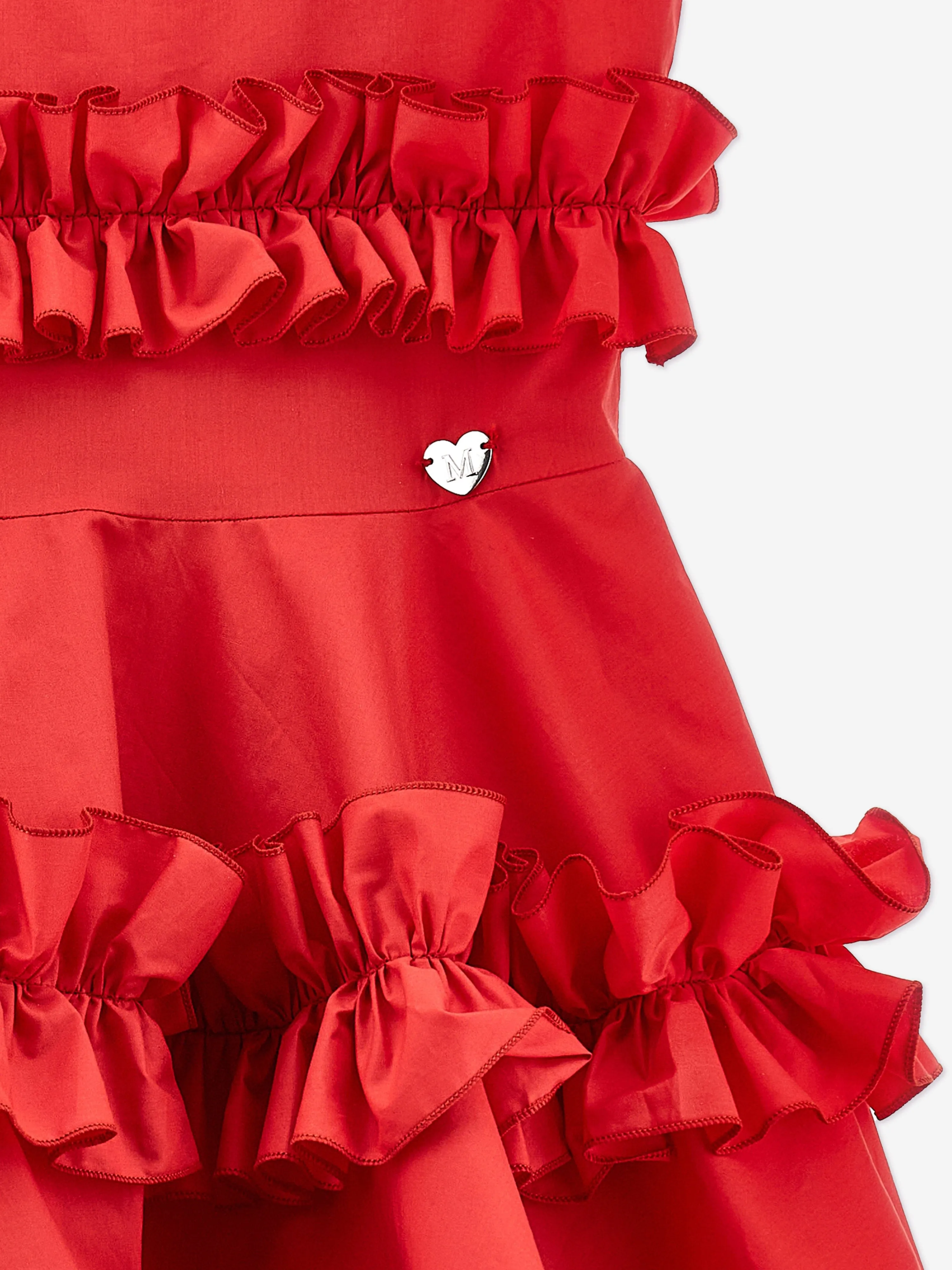 Girls Sleeveless Ruched Dress in Red