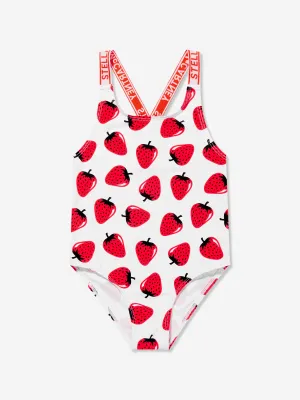 Girls Strawberry Swimsuit in White