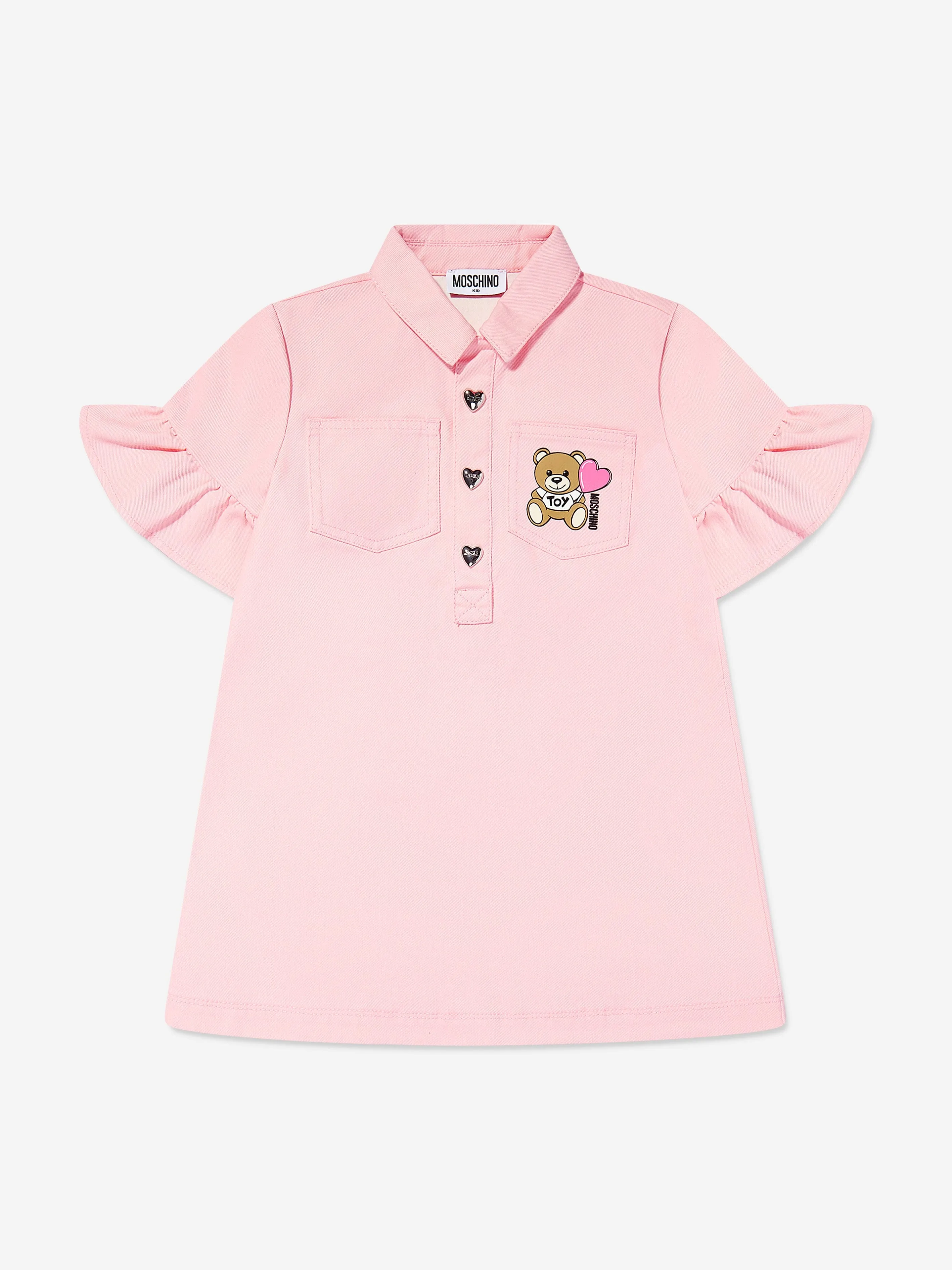 Girls Teddy Bear Polo Dress in Pink