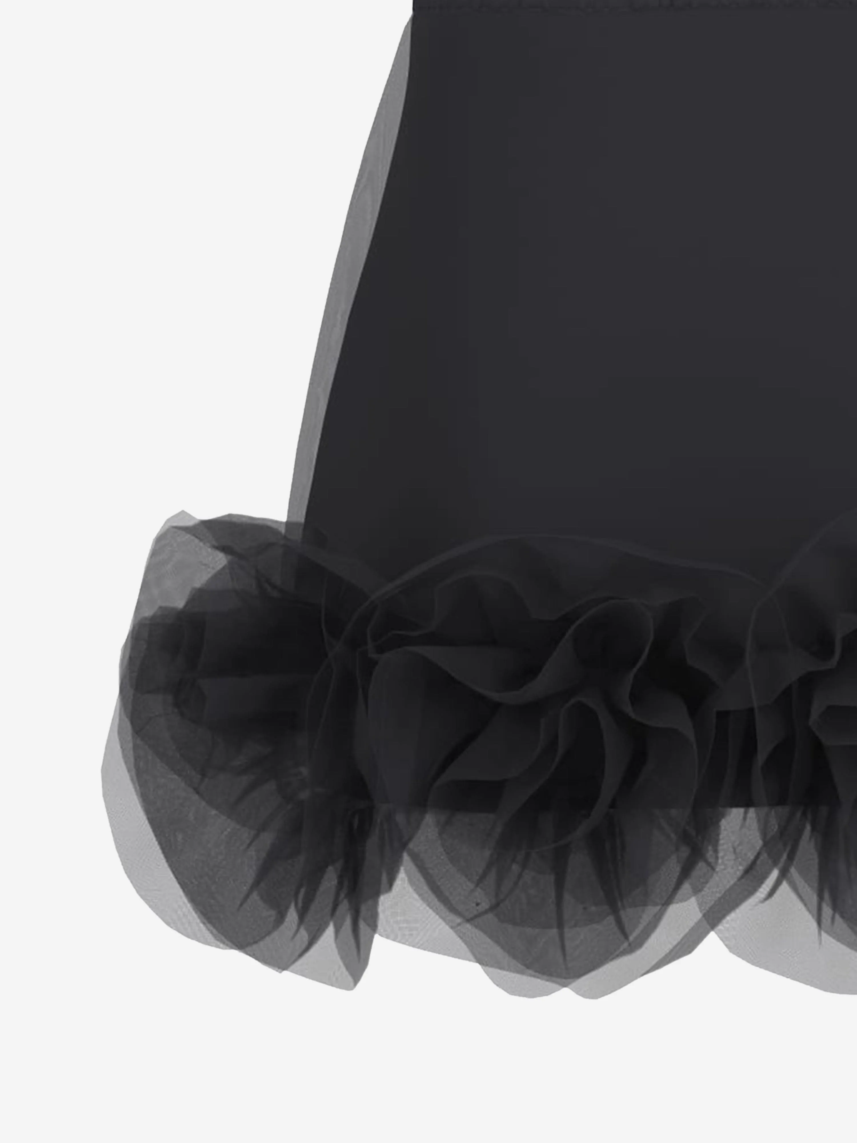 Girls Tulle Midi Skirt in Black