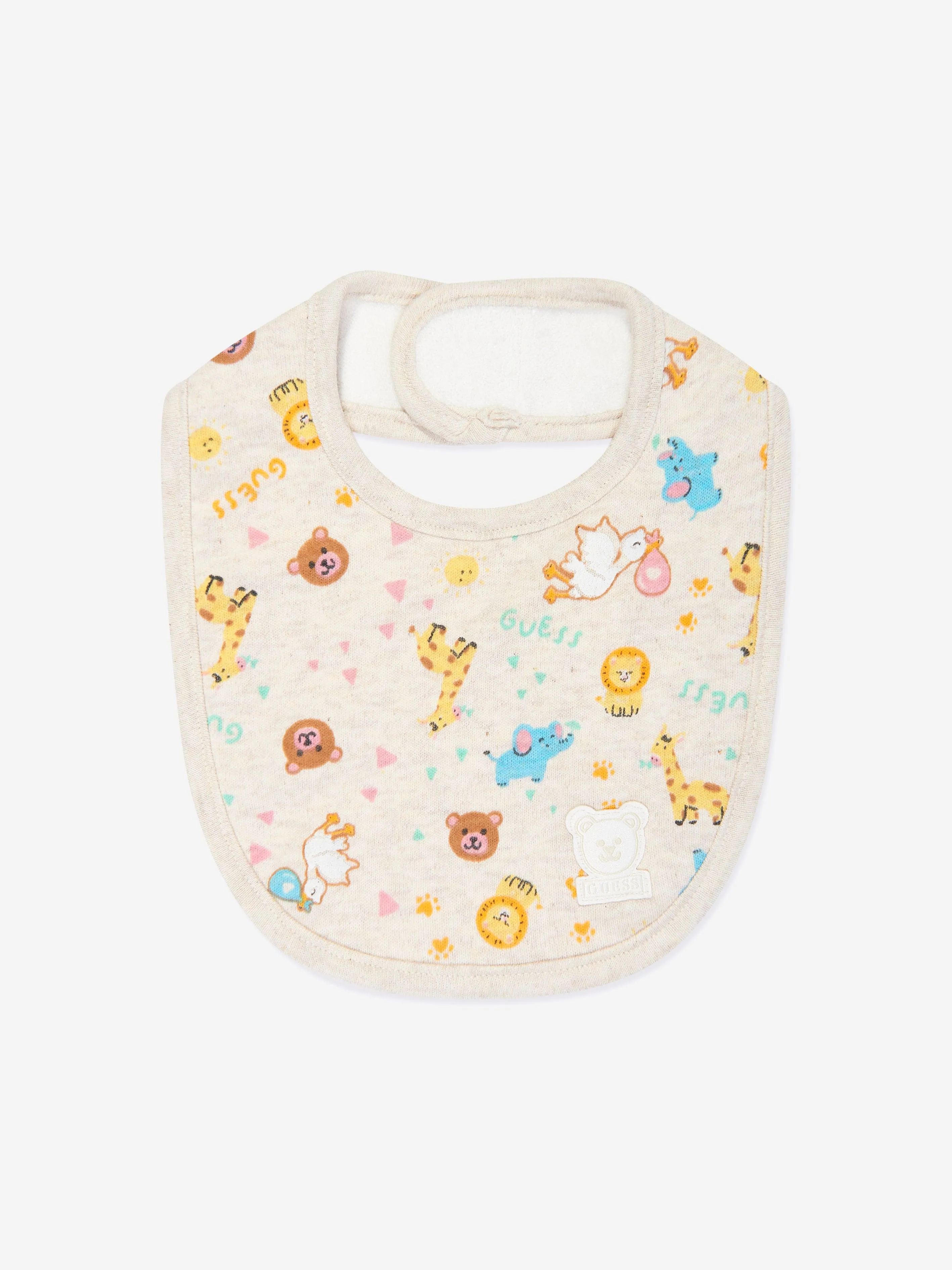 Guess Baby Animal Dream Bib Set in Ivory