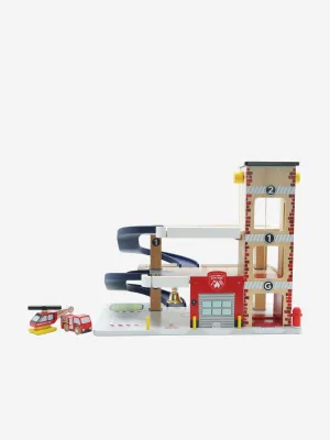 Le Toy Van Fire & Rescue Wooden Garage (W:59.5 x D:45 x H:40cm)