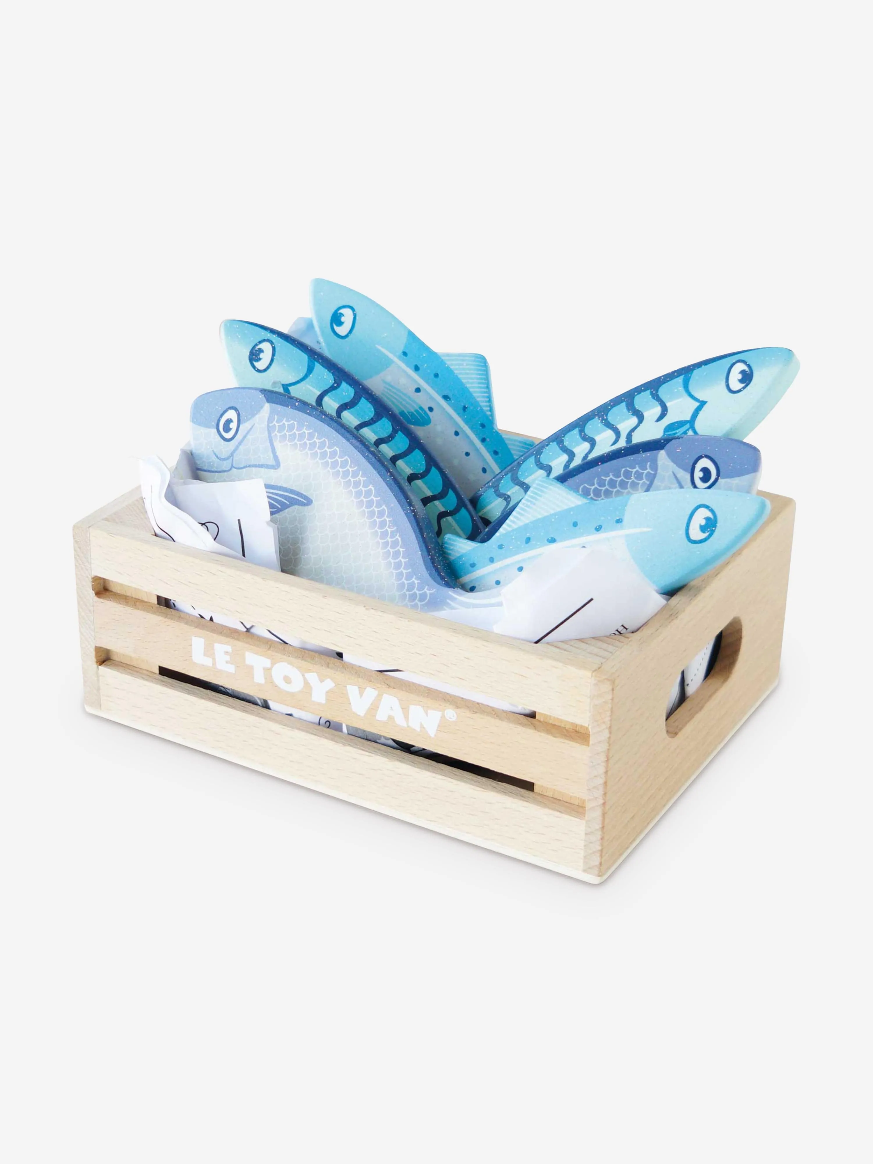 Le Toy Van Market Fish Wooden Play Food Crate-7 Piece (W:160 D:118 H:60mm)
