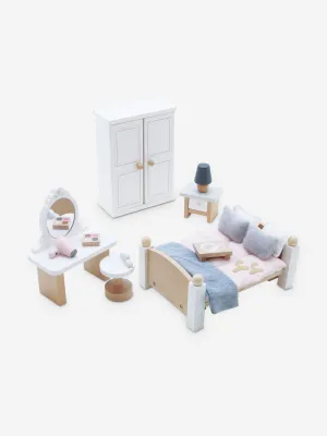 Le Toy Van Wooden Dolls House Bedroom-19 Piece (10.5cm x 5.8cm x 14.8cm)