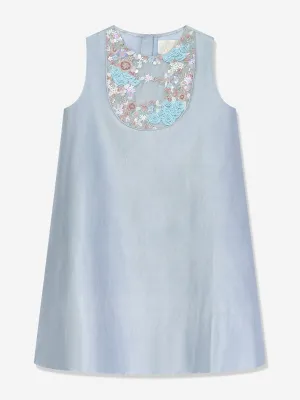 Maison Ava Girls Seraphine Satin Embellished Dressin Blue
