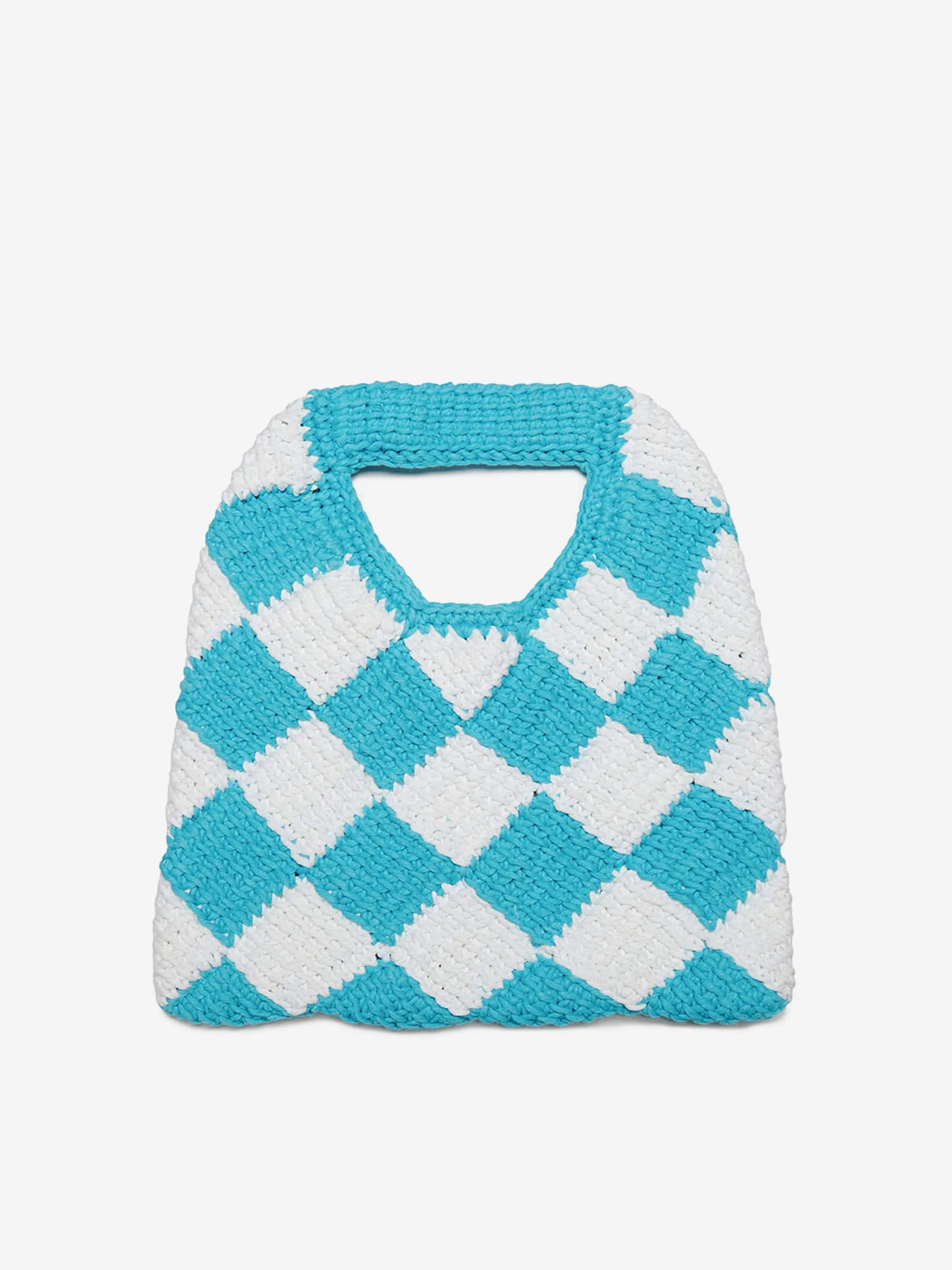 MARNI Girls Diamond Crochet Bag in Blue (25cm)