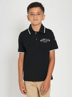 Moncler Enfant Boys Embroidered Logo Polo Shirt in Black