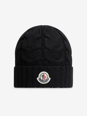 Moncler Enfant Boys Logo Beanie Hat in Black