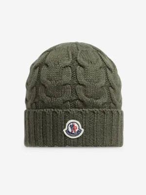 Moncler Enfant Boys Logo Beanie Hat in Green