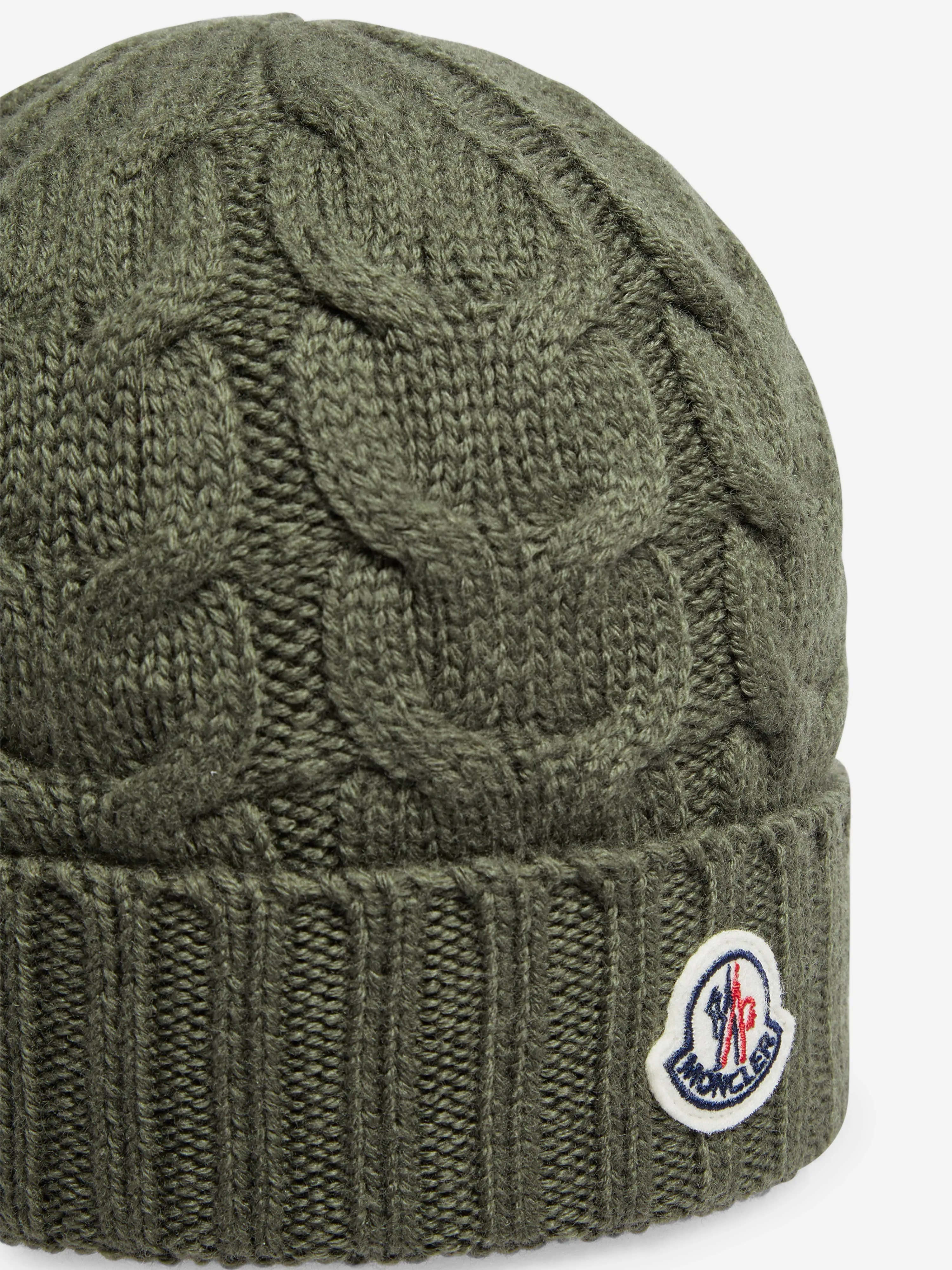 Moncler Enfant Boys Logo Beanie Hat in Green
