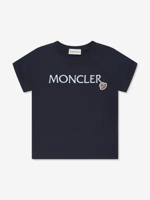 Moncler Enfant Boys Logo T-Shirt in Navy