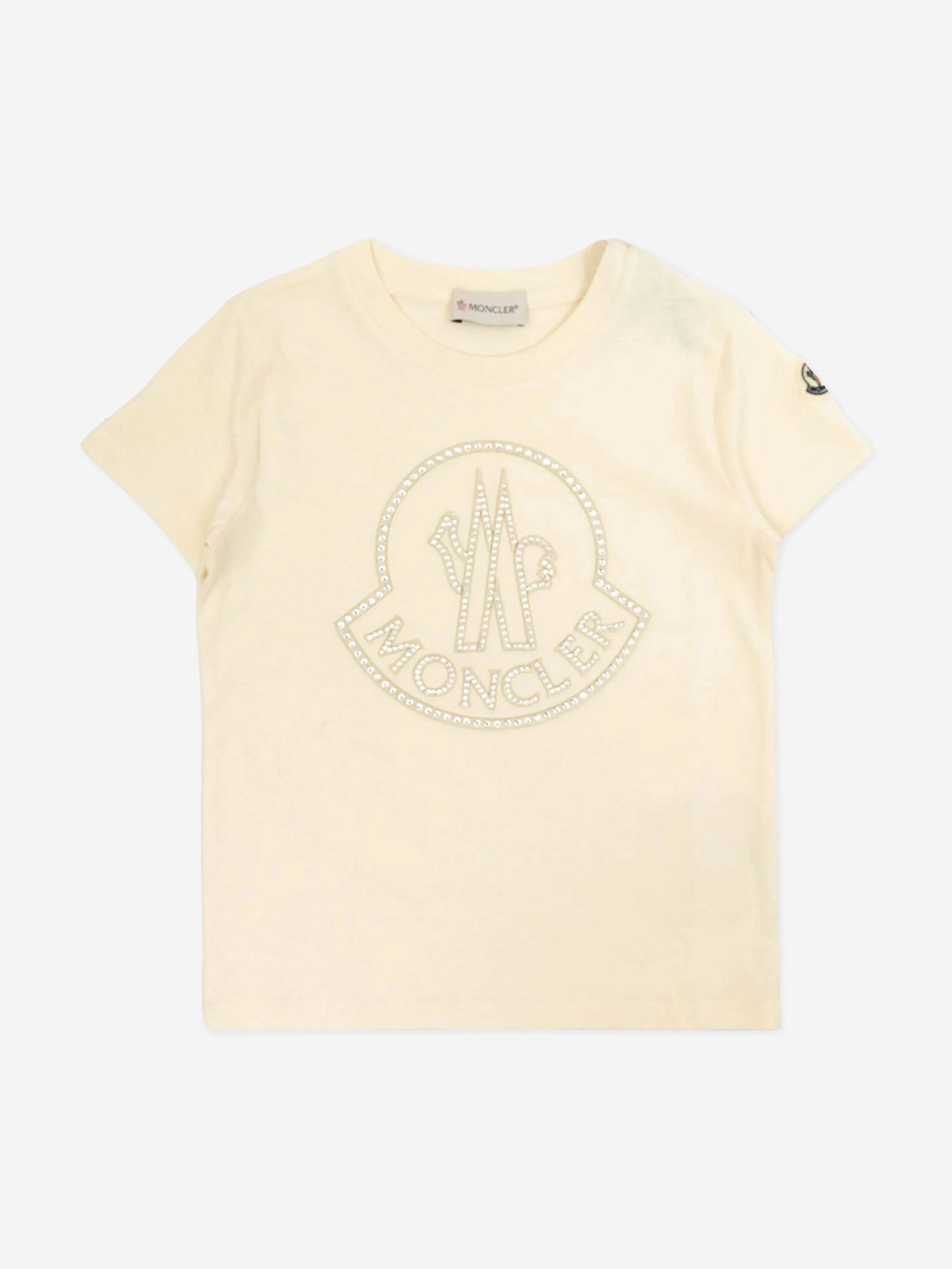 Moncler Enfant Girls Logo T-Shirt in Ivory