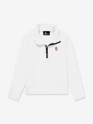 Moncler Enfant Kids Grenoble Half Zip Sweatshirt in White