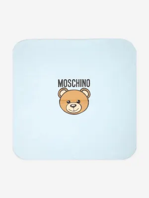 Moschino Baby Boys Bear Logo Blanket in Blue (70cm)