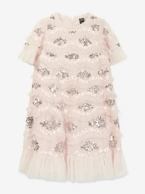 Needle & Thread Girls Daisy Wave Dress in Pink