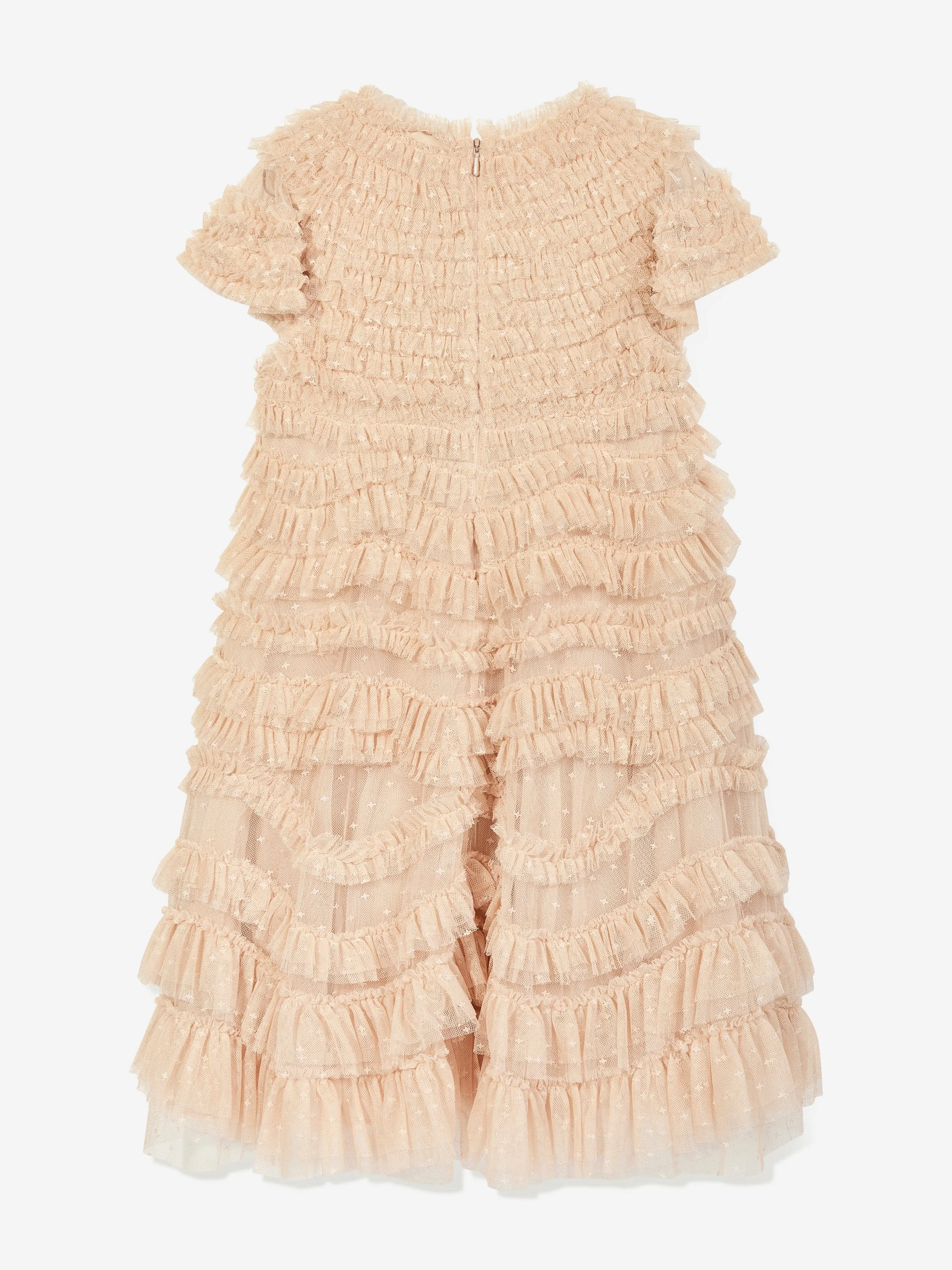 Needle & Thread Girls Wild Rose Ruffle Dress in Gold