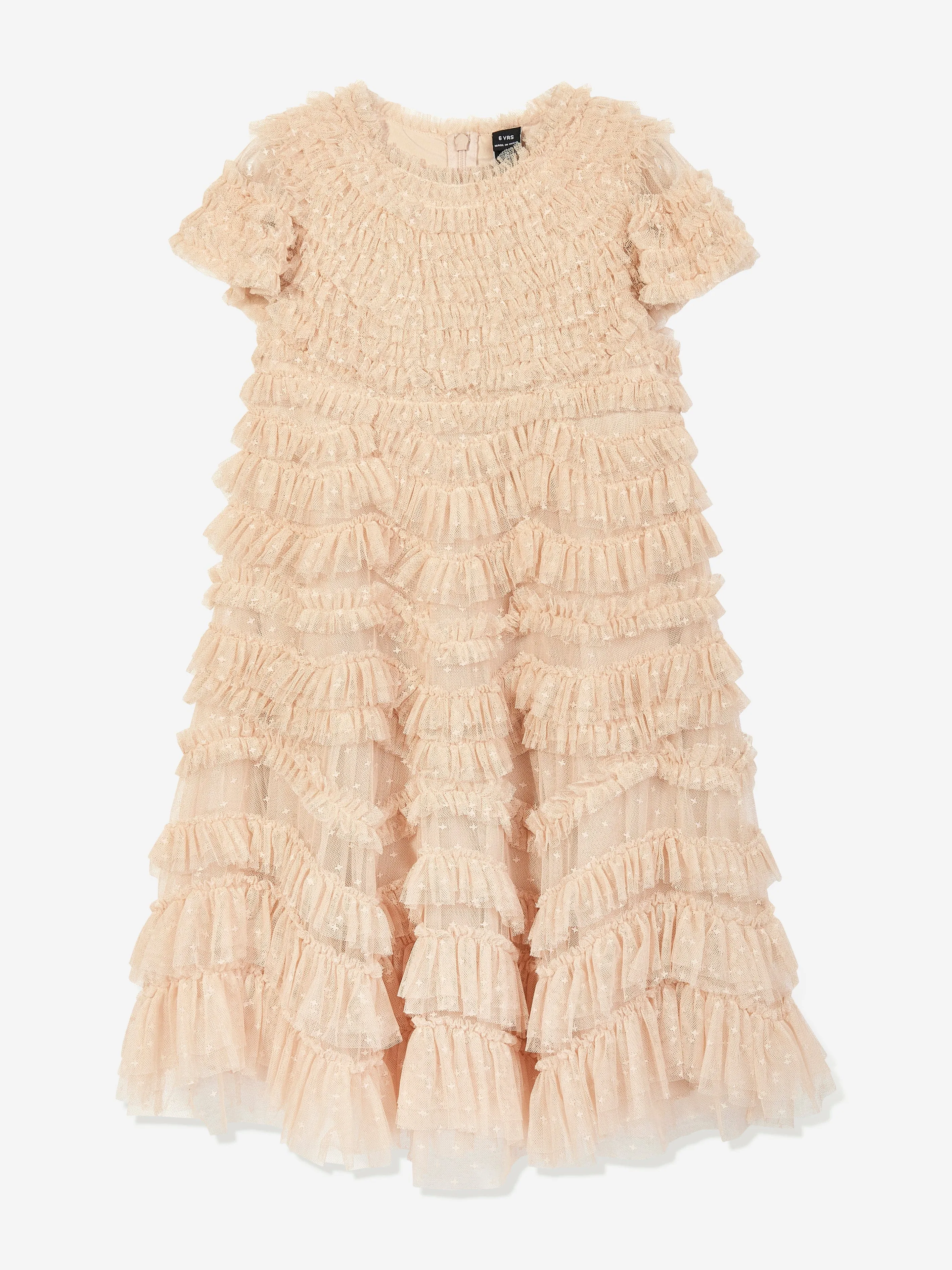 Needle & Thread Girls Wild Rose Ruffle Dress in Gold