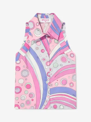 PUCCI Girls Fontane Print Sleeveless Blouse in Pink