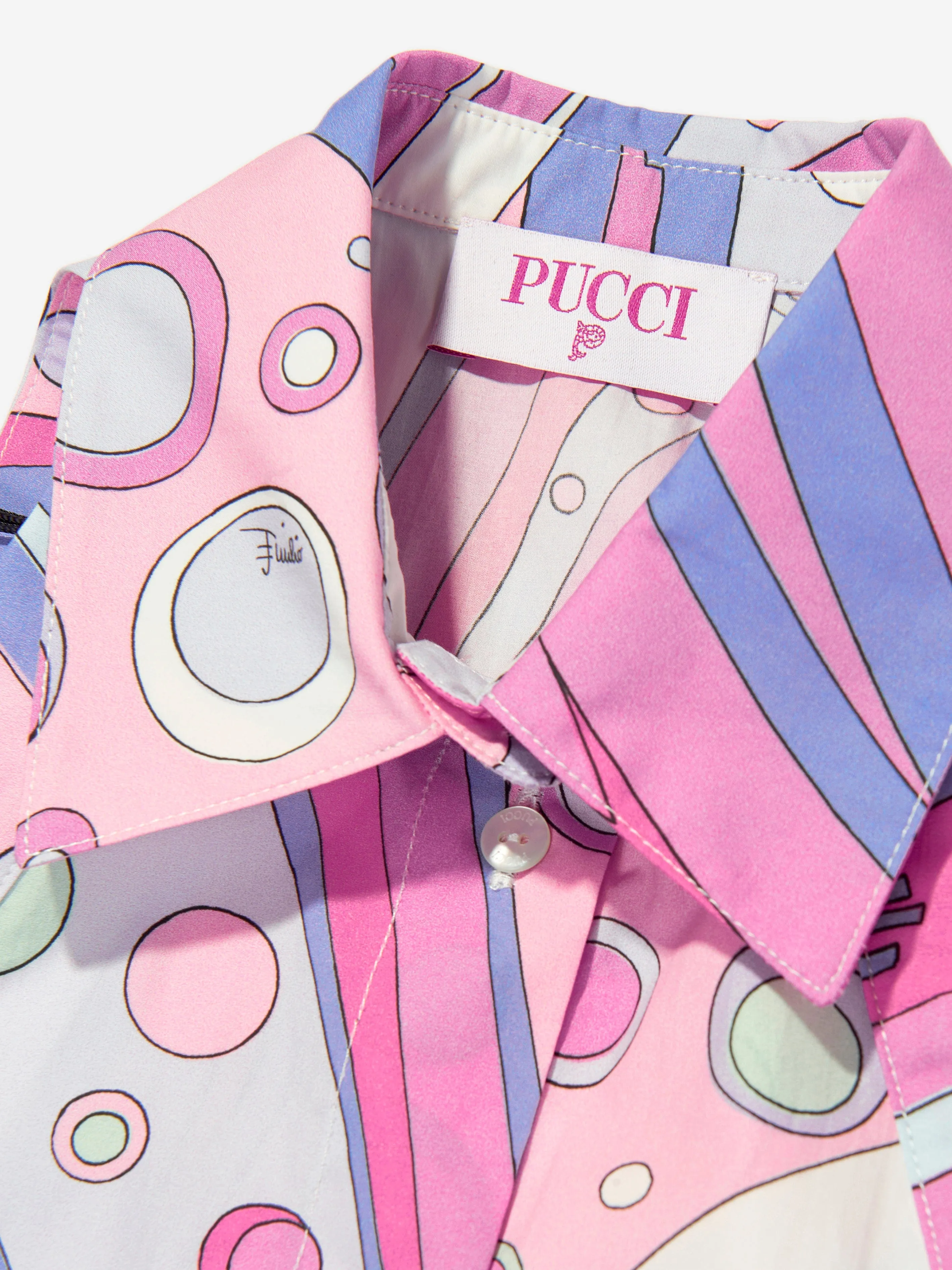 PUCCI Girls Fontane Print Sleeveless Blouse in Pink
