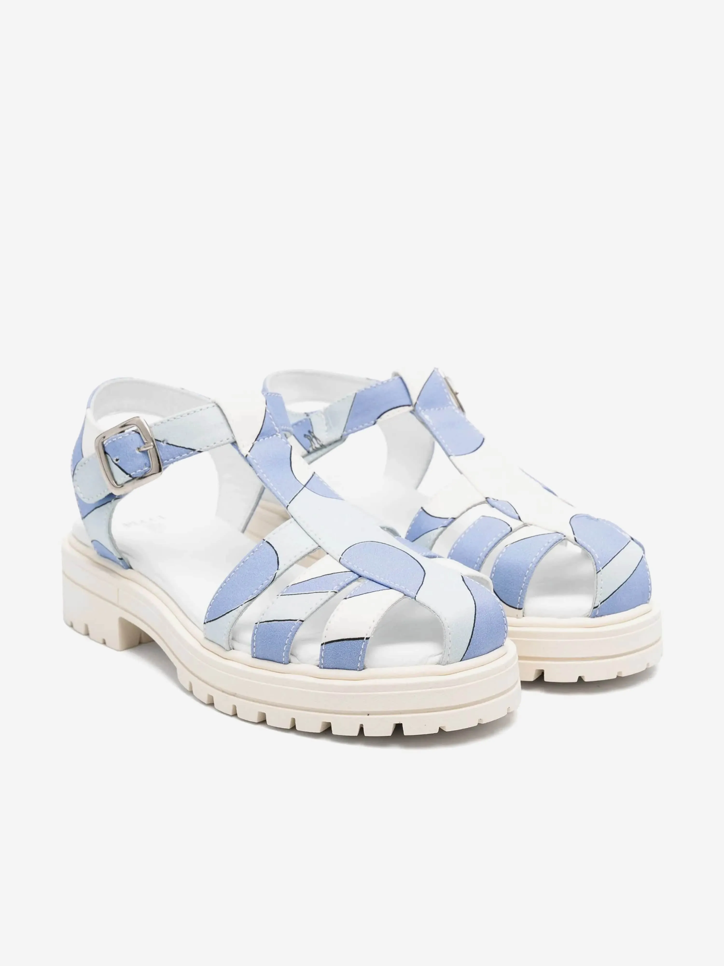 PUCCI Girls Poplin Sandals in Blue