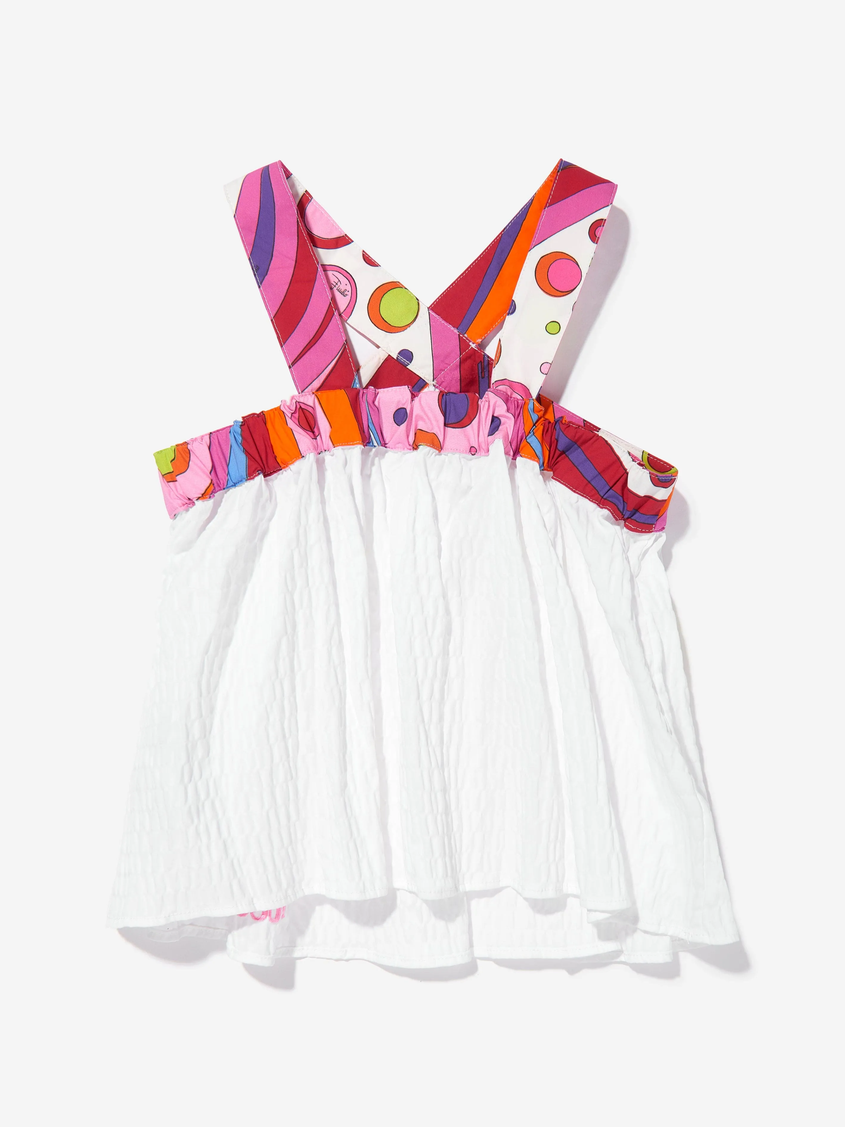 PUCCI Girls Seersucker Sleeveless Top in White