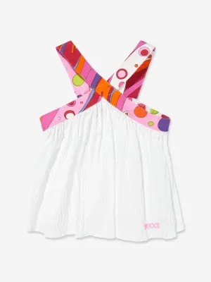 PUCCI Girls Seersucker Sleeveless Top in White