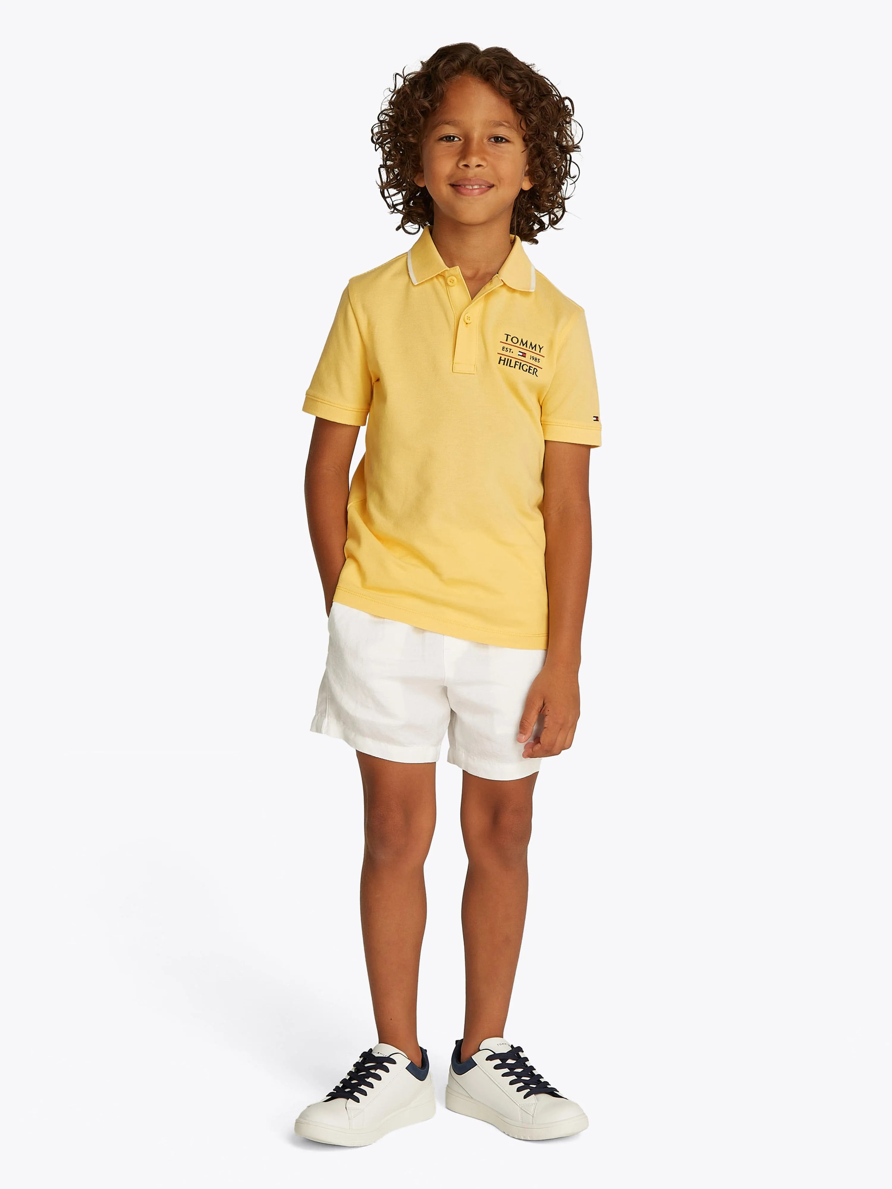 Tommy Hilfiger Boys Flag Polo Shirt in Yellow